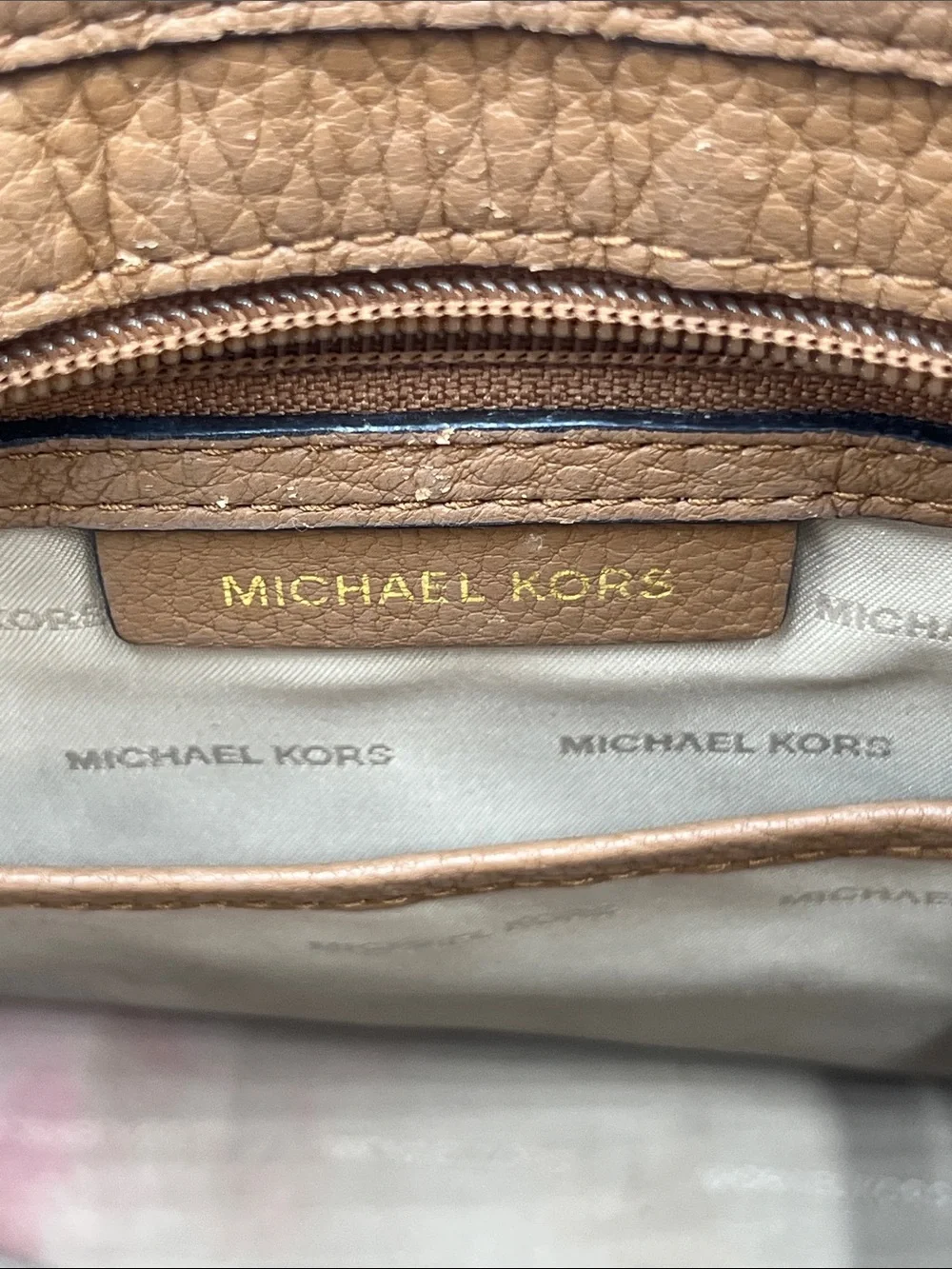 Michael Kors Brown Leather Tote with Cream Handles